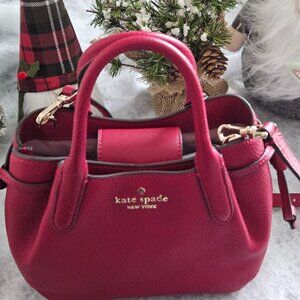 Kate Spade Dumpling Red Jam Leather Mini Satchel